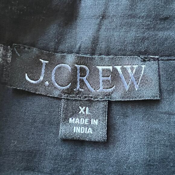 J Crew Flutter Sleeve Button Up Shirt In Cotton Voile Womens XL Sheer Black - Picture 2 of 10